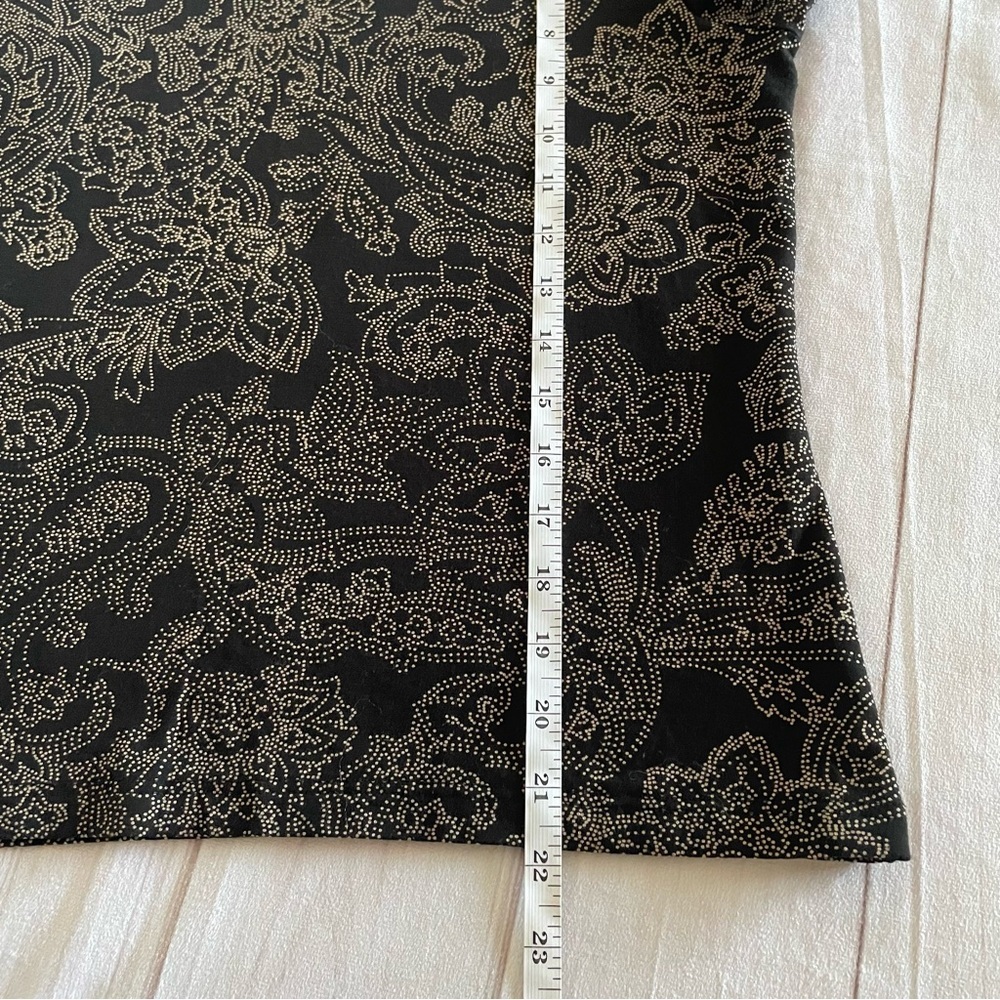 Talbots Paisley Print Short Sleeve Top Women’s Black Tan Stretch Casual Gorpcore - Picture 8 of 10